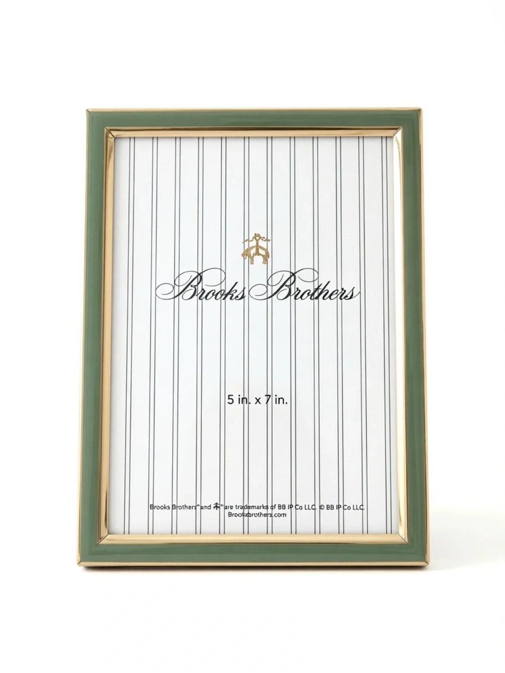 Brooks Brothers 5x7 Green Enamel Gold Picture Frame Easel Stand